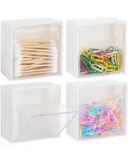Self Adhesive Tilt-Out Clear Front Storage Cube for Bathroom, Office, Kitchen
