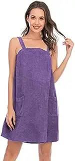 [Placitiume] Women's Bath Wrap Towel with Pocket Adjustable Shower Robe & Facial Headband Set