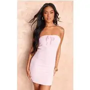 Baby Pink Tie Front Bandeau Dress, Baby Pink