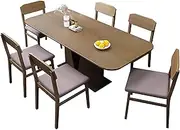 Solid Wood Dining Table Set with 6 Chairs 9 Piece Square Dining Set for Kitchen 160 x 90 x 76 cm