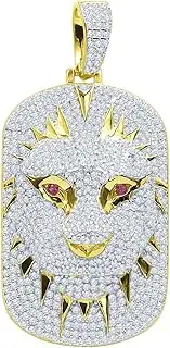 [Iced Out] 925 Sterling Silver 3D Pendant - LION DOG TAG gold
