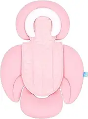 INFANZIA 2-in-1 Head & Body Support for Baby Newborn Infants - Extra Soft Stroller Cushion Pads Car Seat Insert, Perfect for Bouncer, Strollers, Swings, Light Pink