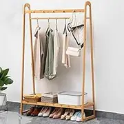 Coat Rack Freestanding Wood, Coat Rack Shoe Bench, 3-in-1 Hall Tree with Storage Shoe Rack, Coat Rack Stand with Shelf, for Entrance, Foyer, Bedroom, Easy Assemble (Color : Wood, Size : 100cm)