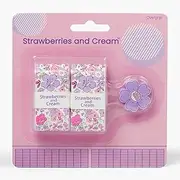 Strawberries and Cream Tennis Tape, Tacky Texture & Matching Dampener, 2 Overgrips & 1 Dampener Set for Tennis Racket, Tennis Tape Pink, Purple, Turquoise, Orange, Blue