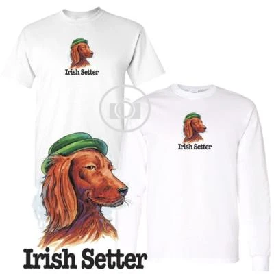 Irish Setter Fun Dog Breed Cartoon Short / Long Sleeve White T Shirt M-3X
