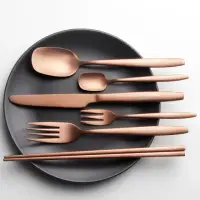 在飛比找momo購物網優惠-【KOTI 日安生活】復古風古銅色磨砂304不鏽鋼餐具叉勺子