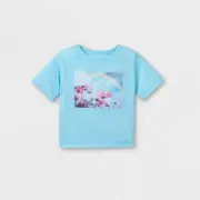 Girls' Floral Pajama Top - Art Cass™- Light Blue - Size L