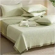 Quilt Twin Full Queen Summer Bedspread Coverlet 3 Pieces Soft Lightweight Tencel Comforter Bedding Set for All Season(Green,200x235cm+48x74cm x2)