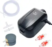 Uniclife Aquarium Air Pump Dual Outlet Fish Tank 10-100 Gallons, 64 GPH