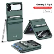 Magnetic Case with Pen & Camera Screen Protector for Samsung Galaxy Z Flip 4 Green