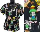 Looney Tunes Scrub Top Size S NEW Marvin Pepe Bugs Taz Tweety Nurses Hygienist