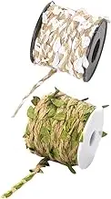 Artificial Leaves Burlap Leaf Jute Rope DIY Decorative Leaf Rattan Emulated Rattan Rope Decor Leaf Trim Ribbon Green Leaf Ribbon Multi-Functional Decor for Home