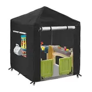Outdoor Kids Playhouse Cover with Zippers Window Waterproof UV-Resistant Simple Installation black