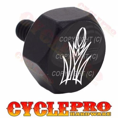Vivid Black - Billet Aluminum Fender Seat Bolt 1/4-20 For Harley Pinstripe White