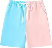 [Eymitory] Boys Color Block Grahpic Shorts Ice Cream Drawstring Waist Summer Shorts with Pockets