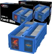 2 Pack Blue Collectible Card Storage Bin Holds Up to 1600 Cards Efficiently