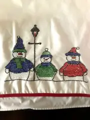 CHRISTMAS APRON ADULT HANDMADE CROSS-STITCH EMBROIDERED SNOWMEN