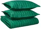 Velvet King Quilt Set, Three-Piece Box Stitch Bedding, Includes Oversized Qui...