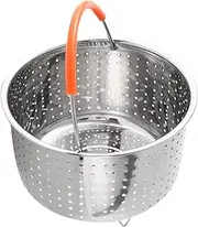 [Dovhmoh] Stainless Steel Steamer Basket Pressure Cooker with Silicone Covered Handle Sturdy Steamer Basket for Veggies, Eggs, Broth & Stocks