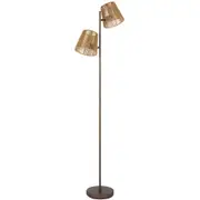 Valora Modern Standing Floor Lamp Light Foot Switch Metal Natural Fiber Bronze Natural Patina