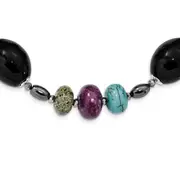 Sterling Silver Ss Blkagte/Crys/Hem/Prpl Magn./Recon.Magn./Serpen. W2Inext Necklace