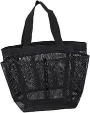 [LIFKOME] Seaside Mesh Large Bag Portable Toiletry Pouch with Black Beach Tote for Family Use Quick Dry for Travel Pool and Shower Storage