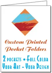 50 Printed Presentation Folders, Full Color Custom 2-Pocket, Your Logo and Text