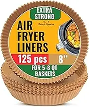 Air Fryer Liners for Ninja, 120 Pcs Round Disposable Airfryer Paper Liners – Non-Stick and Oil Proof for Easy Cleanup, Great for Oven, Pans & Baking – 8 Inch for 5-8 qt Basket by Baker's Signature