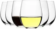 [LUXU] Stemless Wine Glasses(Set of 6)-20 oz,Crystal Wine Cups for Red or White Wine,Large Water Juice Glasses,No Stem Glass Beverage Cups,Clear Drinking Tumblers for Any Occasion