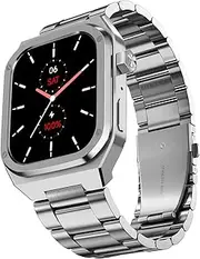 Noise ColorFit Chrome 1.85" AMOLED, Metal Build Casing, 10 Days Battery, 390 * 450 high res Display, 600 NITS, 100+ Sports Modes Smart Watch for Men (Elite Silver)
