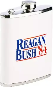 Reagan Bush '84 Stainless Steel 7Oz Hip Flask, White