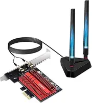 WiFi 6E AX210 (AXE5400) PCIe WiFi Card for Gaming PC Tri-Band PCIe Wireless Adapter for Desktop with High Speed Extended Pro Base Dual Antennas Bluetooth 5.3(USB Port),MU-MIMO, OFDMA for Win 11/10