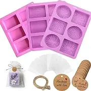 Soap Making Kit with 3 Silicone Molds, 24 Bags, 24 Labels, 65ft Twine, 52 Pieces