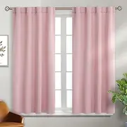 [BGment] Rod Pocket and Back Tab Curtains for Bedroom - Thermal Insulated Room Darkening Curtains for Living Room, 2 Window Curtain Panels (38 x 45 Inch, Baby Pink)
