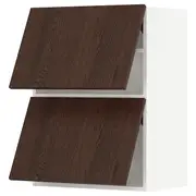 METOD wall cabinet horizontal w 2 doors, white/Sinarp brown, 60x37x80 cm