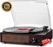 Vinyl Record Player Turntable with Built-in Bluetooth Receiver 2 Stereo Speakers