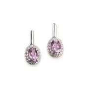 Sterling Silver Pink Quartz Oval Post Earrings