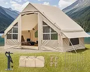 [DanCoom] Inflatable Tent with Porch, 2/4/6/8 Person Family Cabin Tents for Camping, Big Air House Tent Includes Air Pump, Easy Setup Large Blow Up Tents, Glamping Tents Large Vestibule