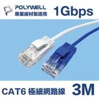 在飛比找PChome24h購物優惠-POLYWELL CAT6 極細高速網路線 3M