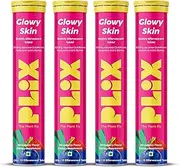 PLIX THE PLANT FIX Glutathione Skin Glow 60 Effervescent Tablets 500mg for Clear and Youthful Skin | Vitamin E Reduces Pigmentation Fades Dark Spots Hydrates Skin | Pack of 4 Strawberry Flavour