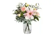 50cm Faux Magnolia Arrangement in Glass Vase Artificial Plant Flower Tree Fake