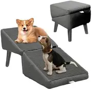 Foldable Dog Steps, Pet Ramps for Dogs, Dogs Stairs & Steps for Bed Sofa, Portable Foot Stool for Small Medium Dog, Non-Slip Lightweight