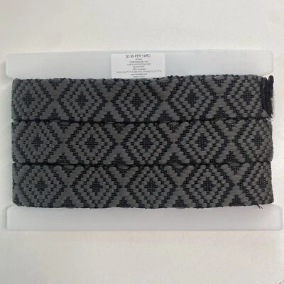 10 Yards - Diamond Pattern Webbing Strap Belting 1.5” Wide, Black & Gray