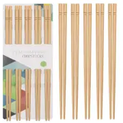 10 Pairs Bamboo Chopsticks Reusable, Chinese Japanese Natural Non-slip Chopst...