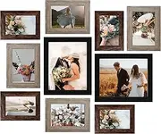 LUCKYLIFE Picture Frame Set 10-Pack, Gallery Wall Frame Collage with 8x10 5x7 4x6 Frames in 3 Different Finishes