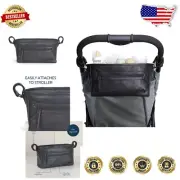 Adjustable Stroller Caddy in Sleek Vegan Leather - Functional Organizer Bag