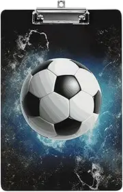 Plastic Clipboard Low Profile Classic Soccer Sport Printed Acrylic Metal Clipboard A4 Paper Size (Length 12.5 in*Width 8.5 in) Suitable for Office, Students, Teachers, Nurses