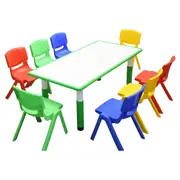 120x60cm Kids Green Whiteboard Drawing Activity Table & 8 Mixed Chairs Set