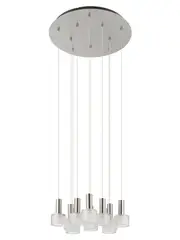 Pharos 10 Light LED Pendant in Brushed Chrome with Clear Glass