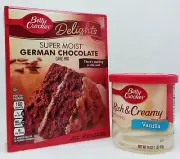 Betty Crocker Super Moist GERMAN CHOCOLATE Cake Mix, VANILLA Creamy Frosting Set